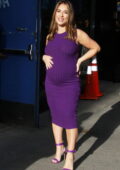 Jessie James Decker shows her baby bump in purple bodycon dress while visiting 'Good Morning America' in New York City