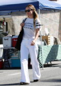 Olivia Wilde dons all-white while out shopping at the farmers market in Studio City, California