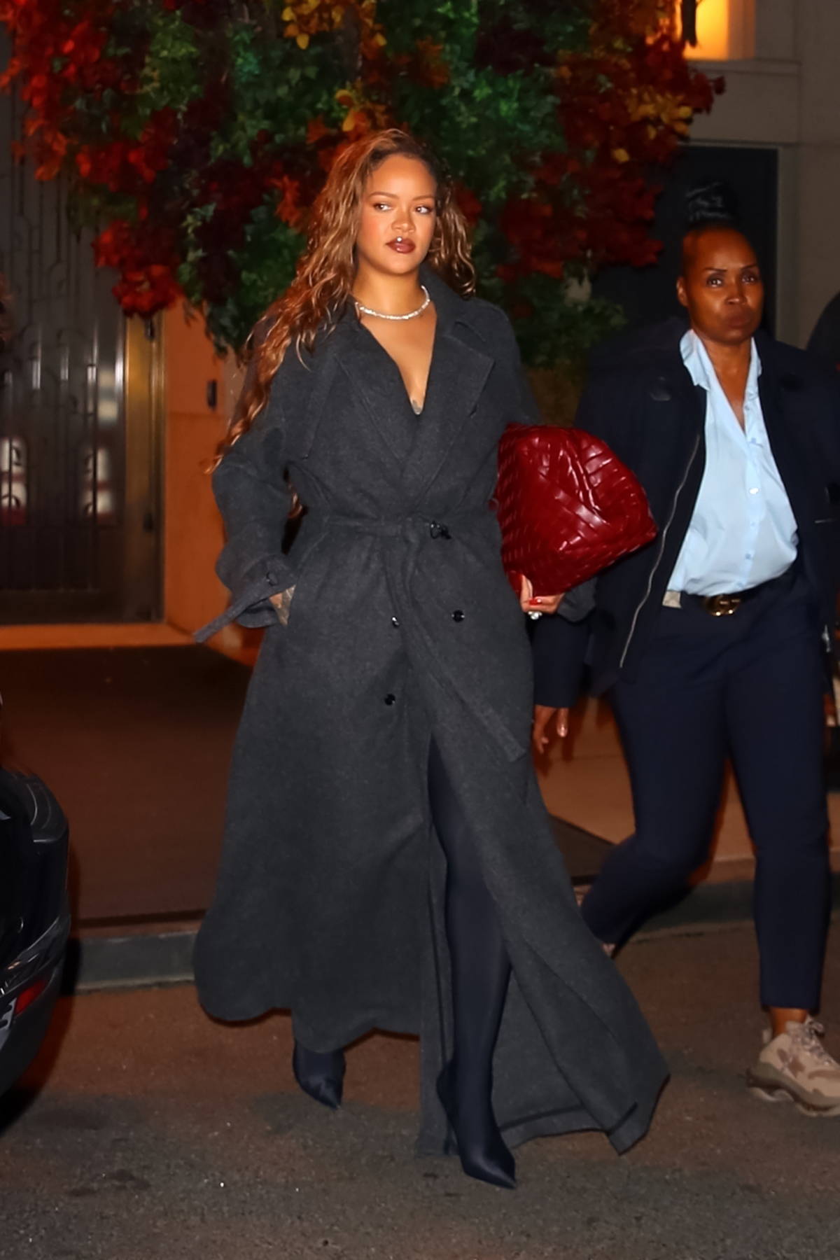 Rihanna rocks an all-black look while stepping out for dinner with