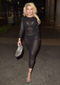 Tallia Storm stuns in a black see-through dress while stepping out to celebrate her 25th birthday at Sushi Samba in London, UK