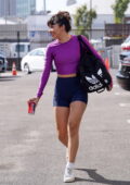 Xochitl Gomez shows off her fit physique in spandex shorts and a purple top  while attending DWTS rehearsals in Los Angeles-131023_2