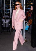 Jessica Chastain looks stylish in pink pantsuit while stepping out in New York City