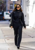 Victoria Justice looks chic in a black suit while stepping out in New York City