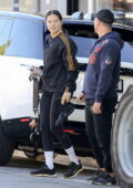 Adriana Lima sports a sweatshirt and leggings for a workout session with beau Andre Lemmers in West Hollywood, California