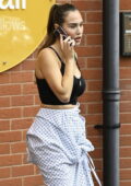 Chloe Goodman spotted taking a phone call outside Pall Mall Cosmetics clinic in Manchester, UK