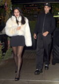 Cindy Kimberly looks amazing in a white fur coat during a date night with boyfriend Dele Alli at The Chiltern Firehouse in London, England