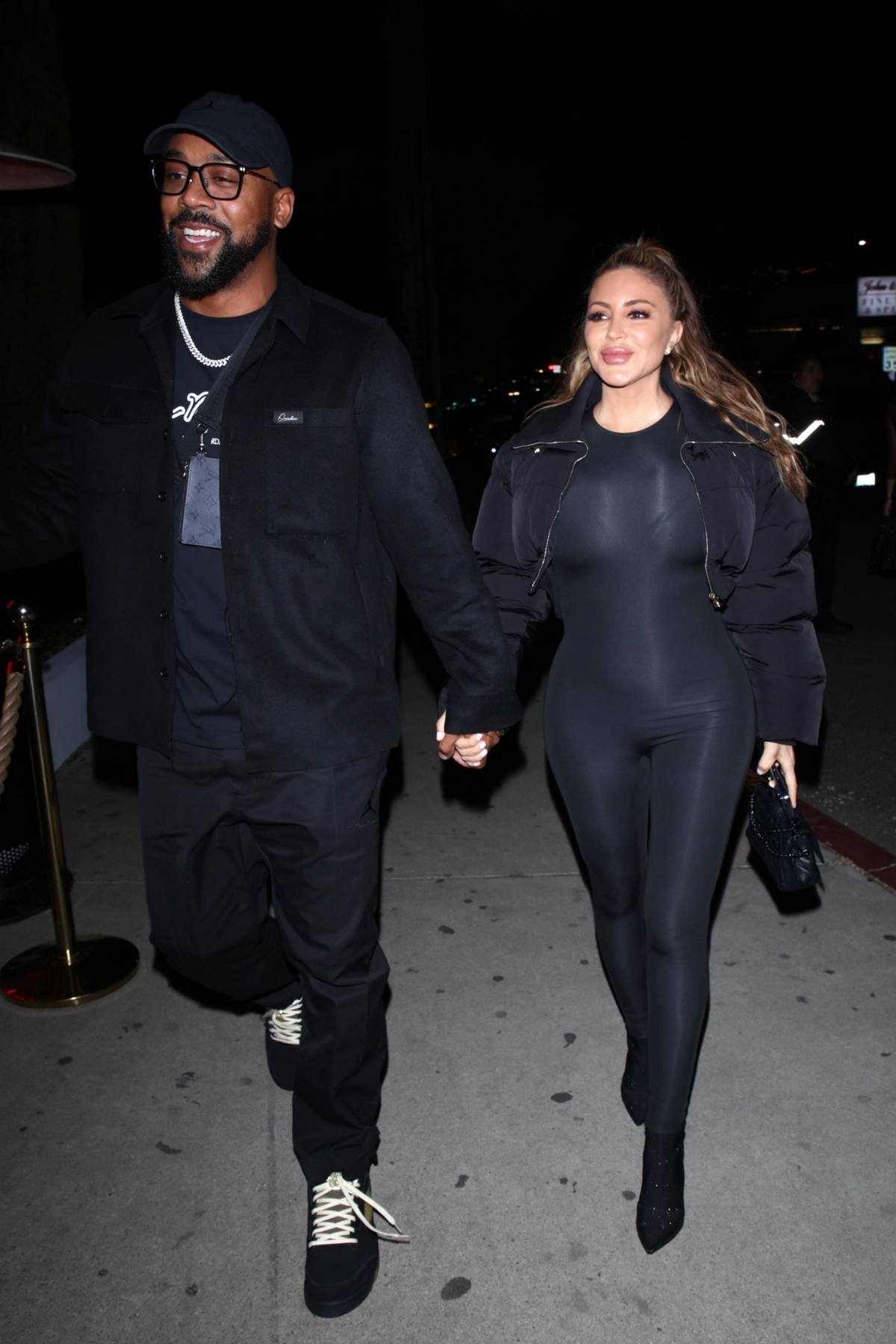 Larsa Pippen shows off her curvy figure in a black bodysuit during