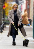 Stella Maxwell takes Irina Shayk's dog out for a walk in the West Village, New York City