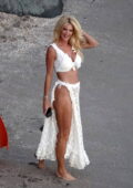 Victoria Silvstedt shows off her beach body while enjoying the sun in St Barts, France
