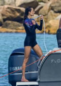 Alessandra Ambrosio enjoys a diving session during a boat trip with her family in Florianópolis, Brazil