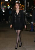 Emma Stone is all smiles while arriving for an appearance on 'The Late Show with Stephen Colbert' in New York City