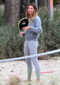 Gisele Bundchen enjoys some quality time with her daughter playing beach tennis in Miami, Florida