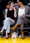 Halsey and boyfriend Avan Jogia attend Memphis Grizzlies vs Los Angeles Lakers game at Crypto.com Arena in Los Angeles