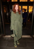 Eleanor Tomlinson makes a stylish appearance at Burberry store at Harrods in London, UK
