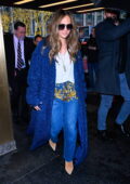Jennifer Lopez looks striking in blue as she makes arrives for her SNL rehearsals at NBC studios in New York City