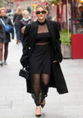 Ashley Roberts keeps it stylish in all-black leaving her Heart FM show at the Global Radio Studios in London, England