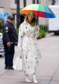 Heidi Klum puts on a stylish display in all-white ensemble while arriving at the AGT studios in Pasadena, California