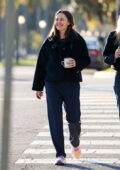 Jennifer Garner enjoys her coffee and a morning walk with friends in Brentwood, California