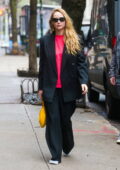 Jennifer Lawrence rocks a pink top with black blazer while stepping out in the East Village, New York City