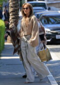 Jennifer Lopez keeps it stylish while stepping out to lunch at San Vicente Bungalows in West Hollywood, California