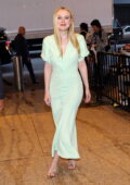 Dakota Fanning looks elegant in a pastel green dress while making an appearance on the 'Today' show in New York City