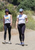Jennifer Garner wears a white tee and black leggings while enjoying a hike with a friend in Los Angeles