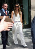 Jessica Alba looks great in all-white heading out of her hotel in New York City