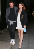 Kate Mara gets leggy in a white minidress during a night out with hubby Jamie Bell in Beverly Hills, California