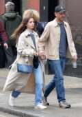 Lily Collins and husband Charlie McDowell hold hands as they step out for dinner in London, England