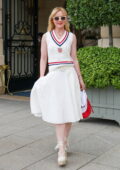 Kathryn Newton looks amazing in all-white while heading out of her hotel in Paris, France