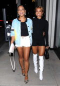 Christina Milian and Karrueche Tran puts on a leggy display while enjoying a night out at Catch LA in Los Angeles