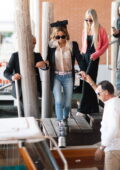 Kate Beckinsale makes a stylish arrival at Marco Polo airport for the 81st Venice Film Festival, Italy