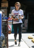 Kate Mara dons a vintage t-shirt and leggings while stopping for a smoothie in Los Feliz, California