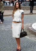 Addison Rae attends the Miu Miu SS25 show during Paris Fashion Week in Paris, France