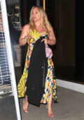 Hilary Duff looks striking in a colorful during a girls' night out with friends in Beverly Hills, California