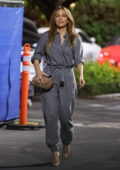 Jennifer Lopez looks stylish in a grey jumpsuit while stepping out in Brentwood, California