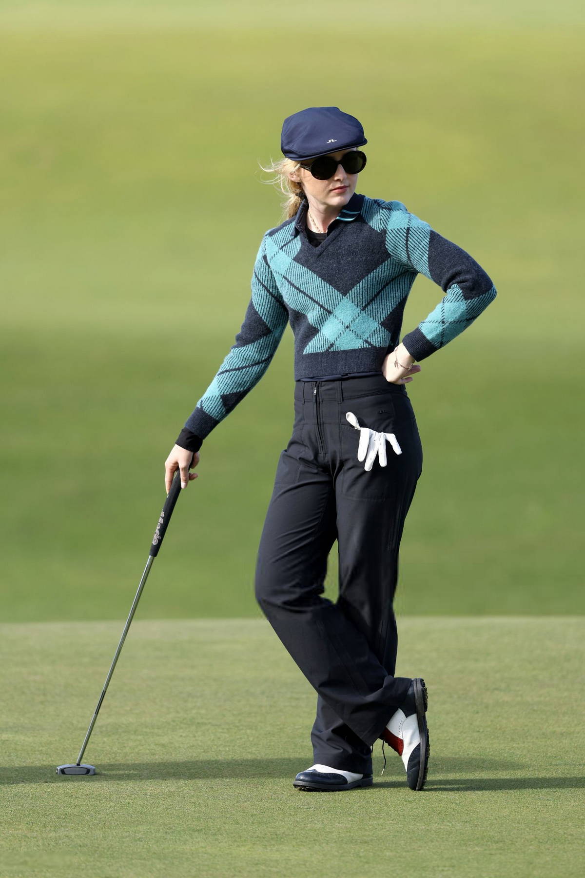 Kathryn Newton plays during the practice round of the Alfred Dunhill Links Championship in St Andrews, Scotland