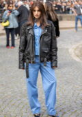 Thylane Blondeau attends the Miu Miu SS25 show during Paris Fashion Week in Paris, France